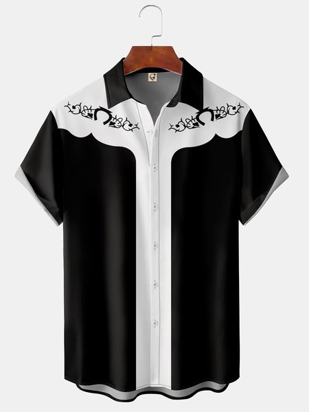 

Men's Casual Short Sleeve Hawaiian Shirt, Black, Short Sleeve Shirts