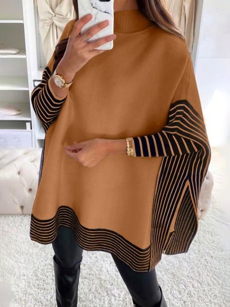 

Daily Long sleeve Loose Turtleneck Sweater, Coffee, Pullovers