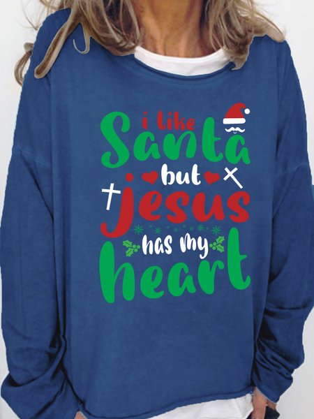 

Lilicloth X Jessanjony I Like Santa But Jesus Has My Heart Women's Christmas Sweatshirts, Deep blue, Hoodies&Sweatshirts
