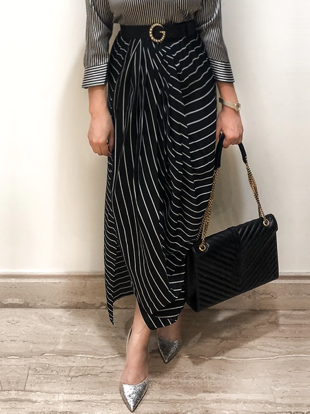 

Loose Long Striped Long Skirt, Stripe, Skirts