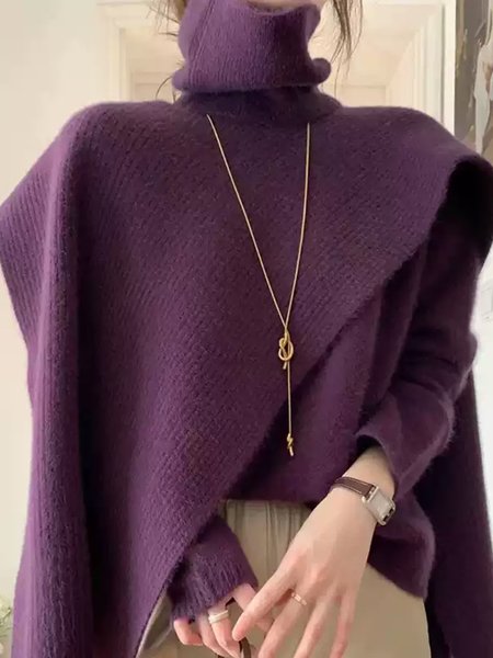 

Urban Plain Long Sleeve Loosen Two Piece Set, Purple, Two-piece Set