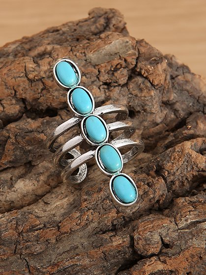 

Ethnic Vintage Turquoise Ring Daily Commuter Western Style Matching, Cyan, Rings