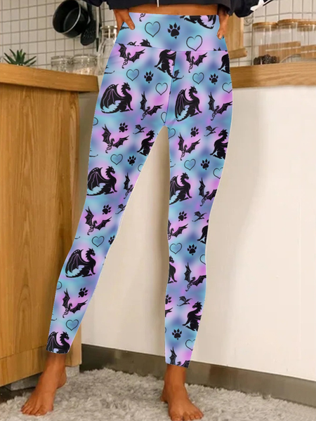 

Lilicloth X Paula Dragon Pattern Women's Tummy Control Leggings, As picture, Leggings