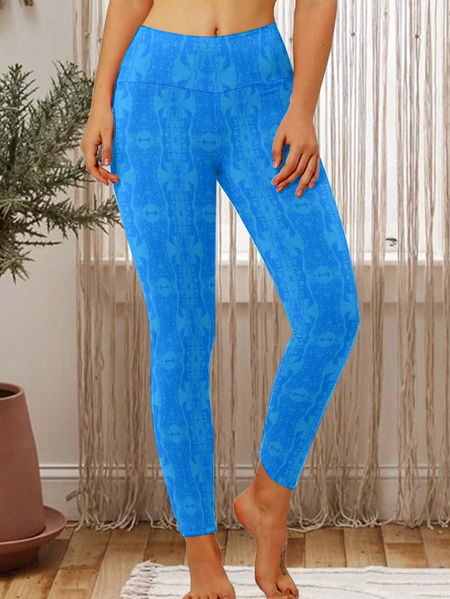 

Lilicloth X Paula Blue Light Texture Women's Tummy Control Leggings, Leggings