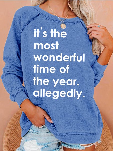 

Womens Christmas Funny Letters Sweatshirt, Light blue, Hoodies&Sweatshirts