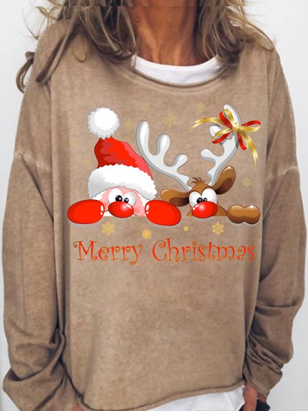

Womens Christmas Casual Sweatshirt, Light brown, Hoodies&Sweatshirts