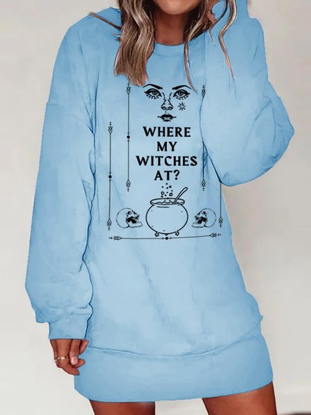 

Lilicloth X Kat8lyst Where My Witches At Women's Sweatshirt Dresses, Light blue, Dresses