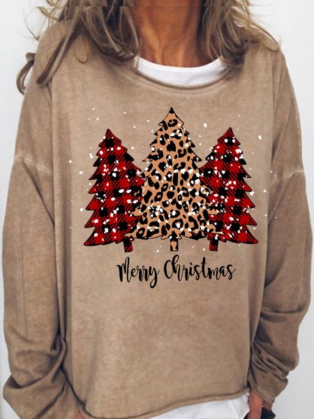 

Womens Buffalo Plaid Christmas Crew Neck Sweatshirt, Light brown, Hoodies&Sweatshirts