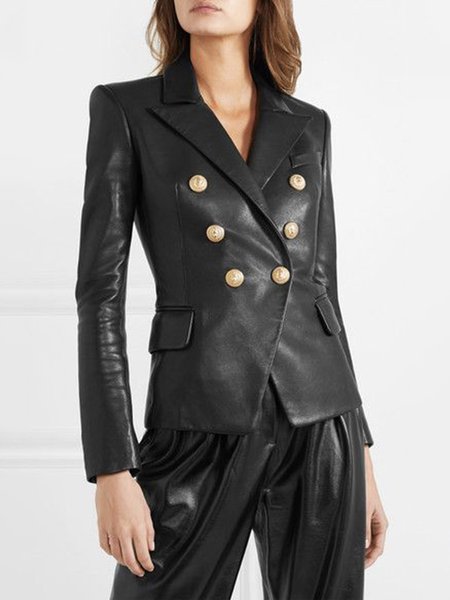 

Long sleeve Lapel Collar Regular Fit Urban Jacket, Black, Jackets