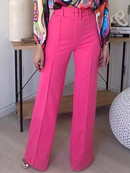 

Regular Fit Urban Fashion Straight Pants, Rose red, Pants