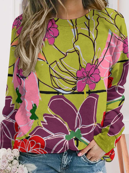 

Lilicloth x Iqs Floral Painting Women's Sweatshirt, As picture, Hoodies&Sweatshirts