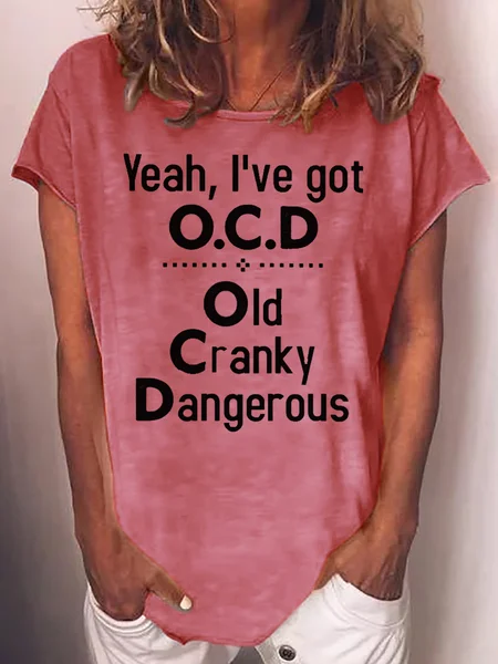 

Womens Yeah, I've Got O.C.D Crew Neck T-Shirt, Red, T-shirts