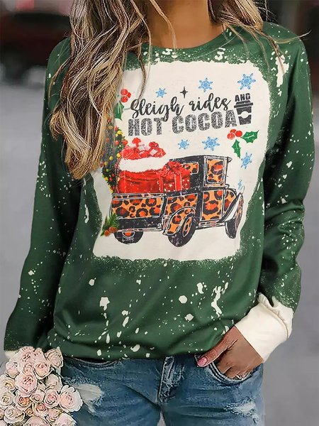 

Crew Neck Casual Christmas Sweatshirts, Green, Sweatshirts & Hoodies