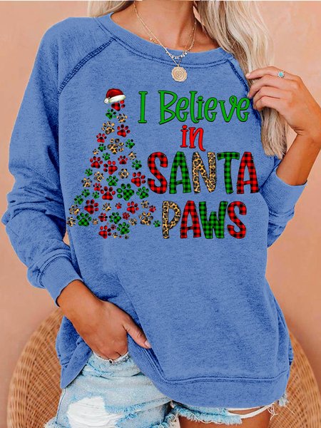 

Womens ChristmasI Believe in Santa Paws Casual Sweatshirts, Light blue, Hoodies&Sweatshirts