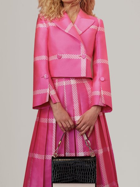 

Long Sleeve Lapel Collar Elegant Blazer, Pink, Outerwear