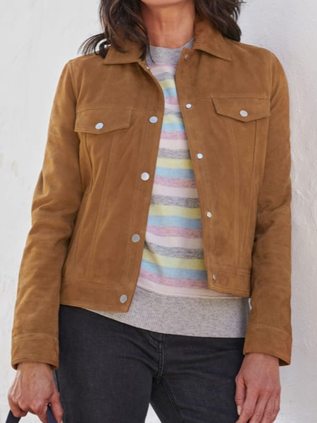 

Plain Shawl Collar Suede Jacket, Brown, Jackets