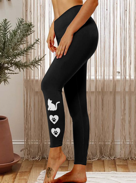 

Lilicloth X Paula Cat Paw Love Hearts Women's Tummy Control Leggings, Black, Leggings