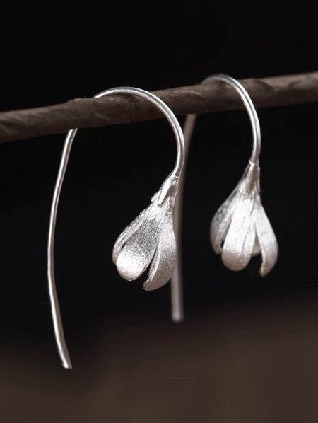 

Ethnic Vintage Hyacinth Floral Earrings Boho Earrings, Silver, Jewelry