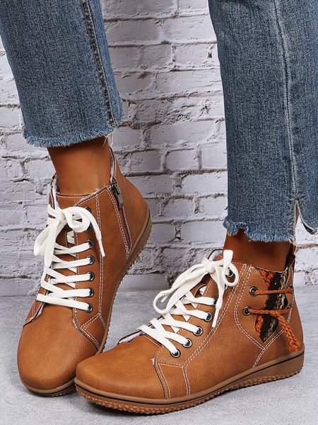 

Casual Knitting Stitching Warm Cashmere Short Boots, Brown, Boots