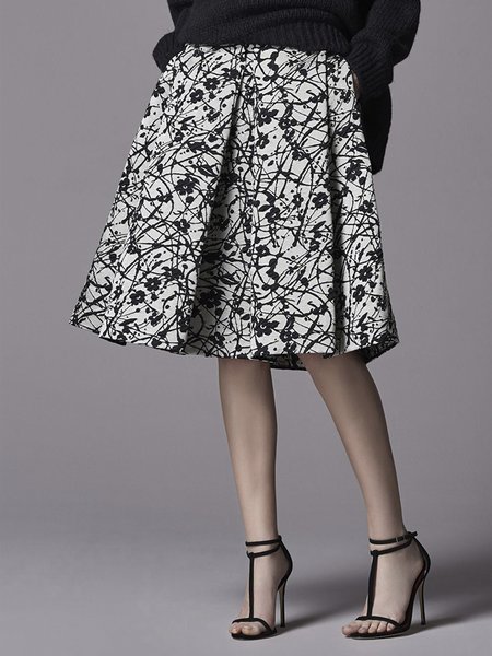 

Floral Daily White Midi Urban Regular Fit Skirt, Skirts