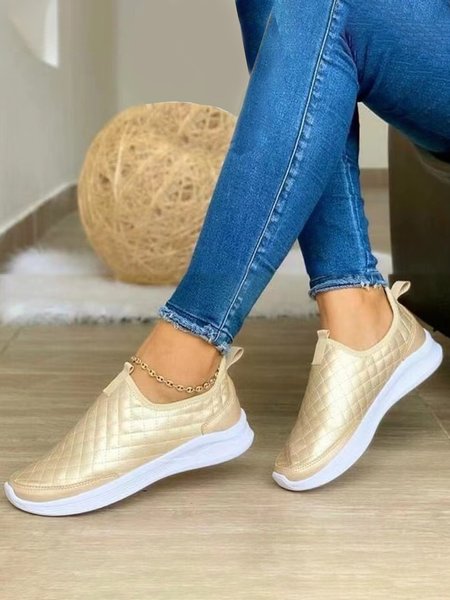 

Casual Soft Comfortable Non-Slip Sneakers, Golden, Flats