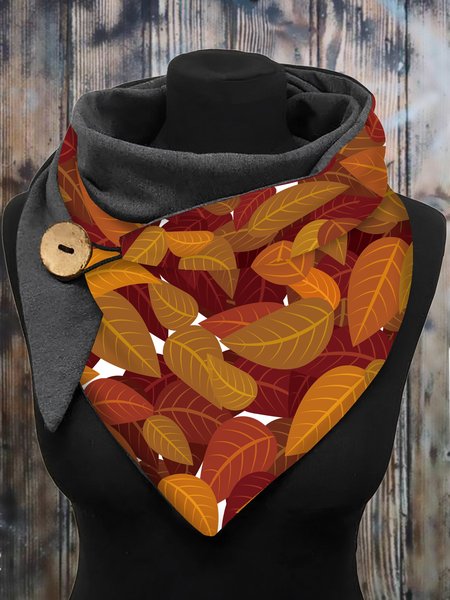 

Maple Leaf Pattern Print Triangle Scarf Autumn and Winter Clothes Matching, As picture, Scarfs