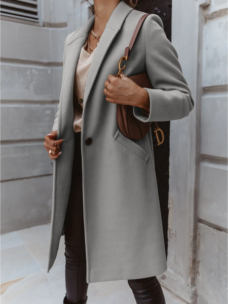 

Shawl Collar Loose Casual Overcoat, Gray, Coats