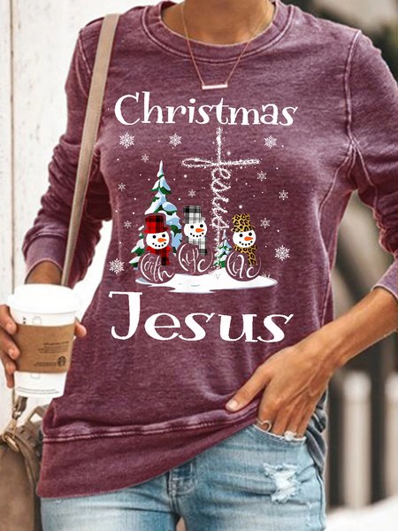 

Womens Faith Hope Love Merry Christmas Snowman Jesus Crew Neck Sweatshirt, Red, Hoodies&Sweatshirts