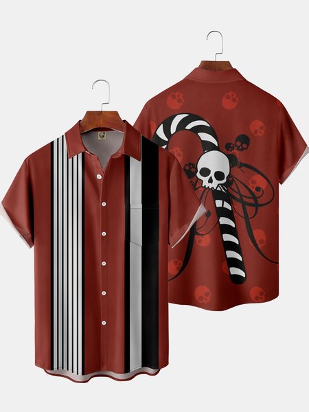 

Men's Casual Short Sleeve Hawaiian Shirt with Chest Pocket Print, Red, Short Sleeve Shirts