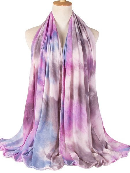 

Boho Silk Gradient Tie Dye Pattern Scarf Beach Vacation Long Scarf, Purple, Scarves & Gloves