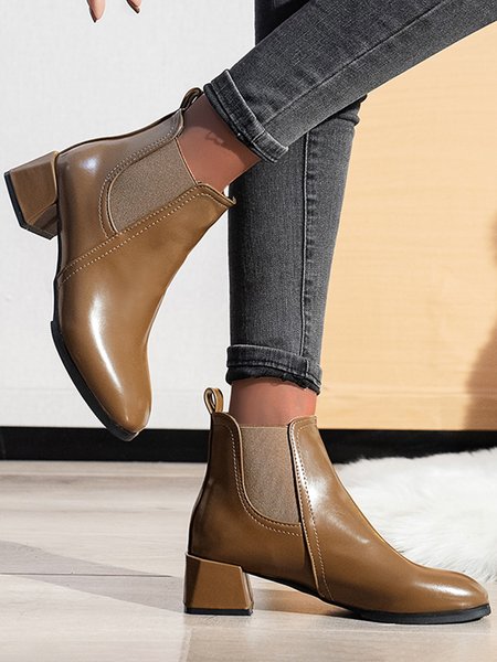 

Fashion Chunky Heel Chelsea Booties, Brown, Shoes