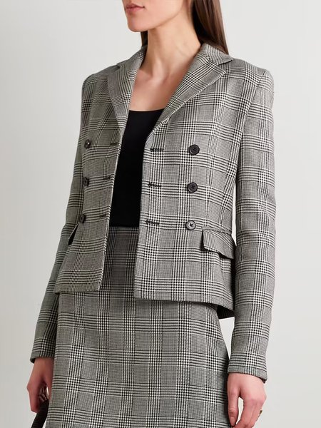 

Urban Lapel Collar Plaid Long Sleeve Blazer, Gray, Blazers