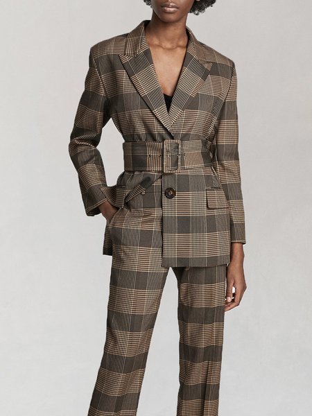 

Long sleeve Regular Fit Vintage Plaid Blazer, Brown, Blazers