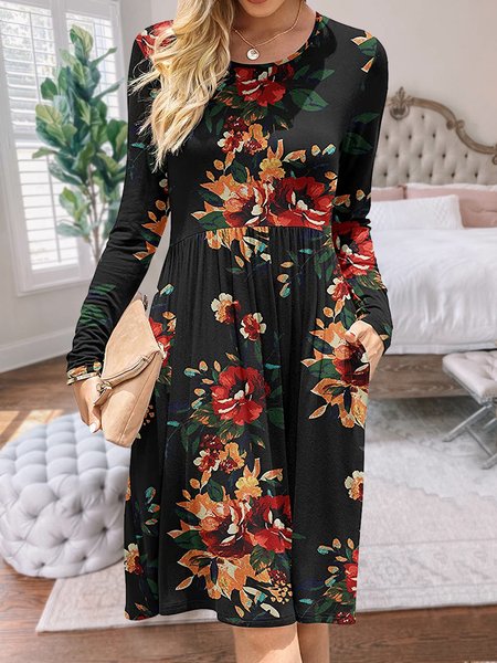 

Casual Regular Fit Crew Neck Dresses, Black, Dresses