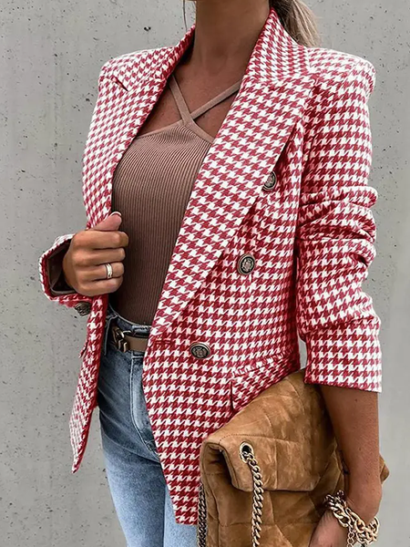 

Lapel Collar Urban Loose Long sleeve Blazer, Red, Blazers