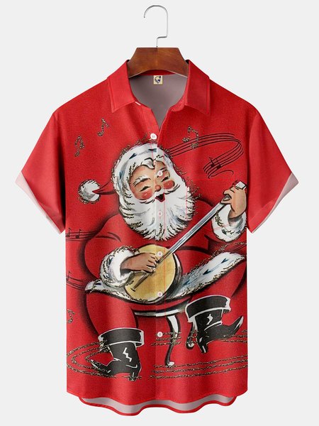 

Men's Shendanlaor Print Casual Breathable Hawaiian Short Sleeve Shirt, Red, Short Sleeve Shirts