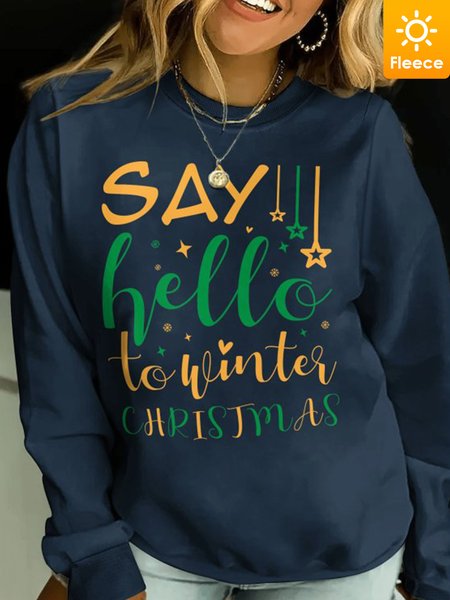 

Lilicloth X Jessanjony Say Hello To Winter Christmas Women's Fleece Sweatshirt, Purplish blue, Hoodies&Sweatshirts
