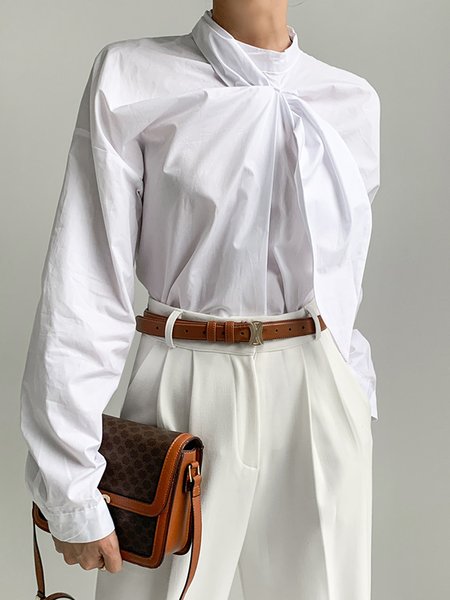 

Daily White Plain Regular Fit Long sleeve Blouse, Blouses and Shirts