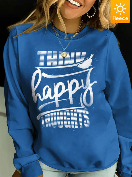 

Lilicloth X Cadzart Think Happy Thoughts Women's Fleece Sweatshirt, Royal blue, Hoodies&Sweatshirts