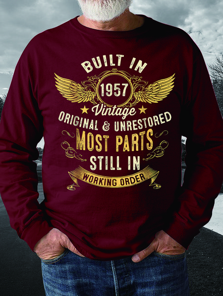 

Men's Printed Regular Fit Sweatshirt With Fifties, Red, Hoodies&Sweatshirts