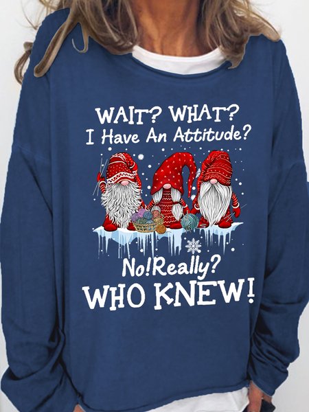 

I Have An Attitude Women's Loose Christmas Simple Sweatshirt, Blue, Hoodies&Sweatshirts