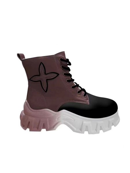 

Fashion Gradient Splicing Contrast Color Platform Tooling Short Boots, Coffee, Boots