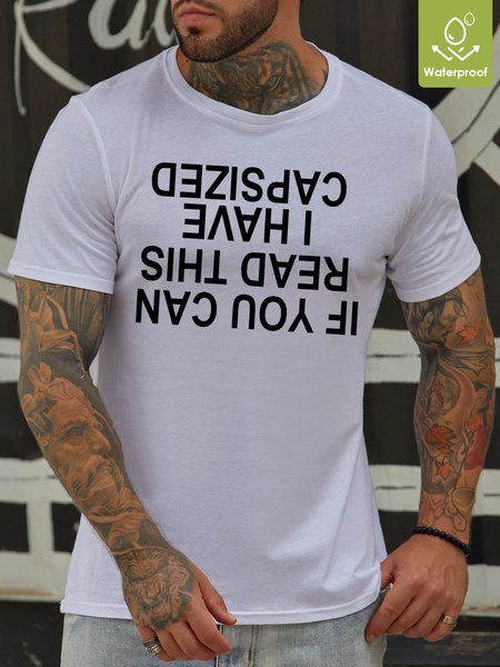 

Men If You Can Read This Shit Show Waterproof Oilproof And Stainproof Fabric Loose T-Shirt, White, T-shirts