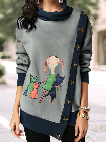 

Casual Regular Fit Figure Sweatshirts, Gray, Sweatshirts & Hoodies