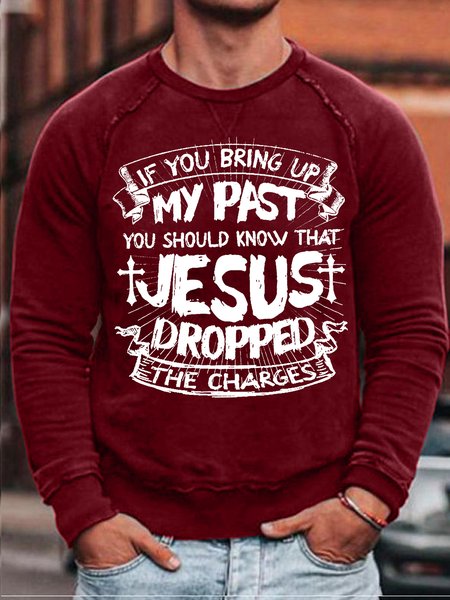 

Mens Jesus Letters Casual Sweatshirt, Red, Hoodies&Sweatshirts
