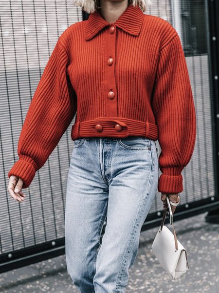 

Long sleeve Urban Loose Sweater Coat, Orange red, 0