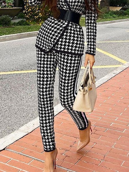 

Regular Fit Urban Houndstooth Fashion Pants, Black-white, Pants