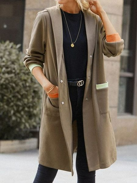 

Woolen Hoodie Casual Coat, Camel, Trench Coats