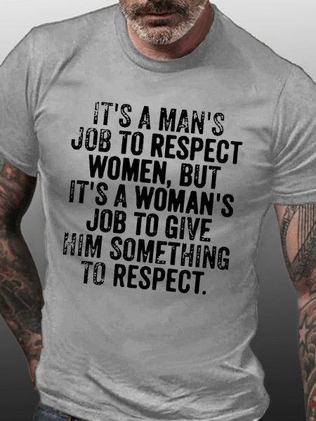 

Men'S Funny Text It'S A Man'S Job Casual Cotton T-Shirt, Light gray, T-shirts