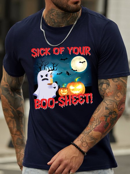 

Lilicloth X Hynek Rajtr Sick Of Your Boo-Sheet Men's Halloween T-Shirt, Purplish blue, T-shirts